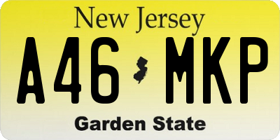 NJ license plate A46MKP