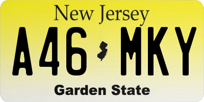 NJ license plate A46MKY