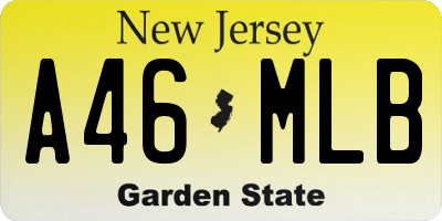 NJ license plate A46MLB