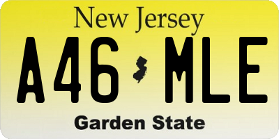 NJ license plate A46MLE