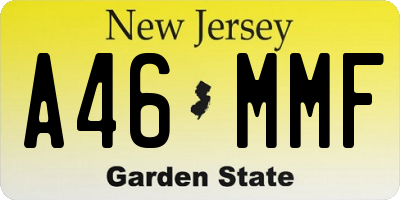 NJ license plate A46MMF