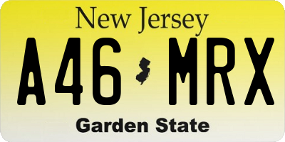 NJ license plate A46MRX