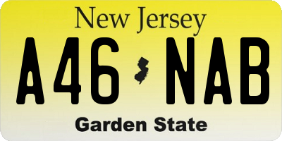 NJ license plate A46NAB