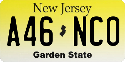 NJ license plate A46NCO