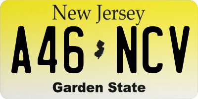 NJ license plate A46NCV