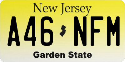 NJ license plate A46NFM
