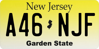 NJ license plate A46NJF