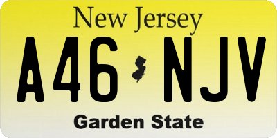 NJ license plate A46NJV