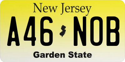 NJ license plate A46NOB