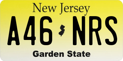 NJ license plate A46NRS