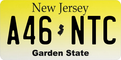 NJ license plate A46NTC