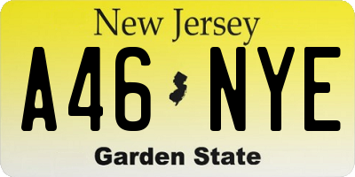 NJ license plate A46NYE