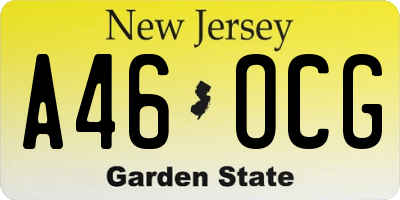 NJ license plate A46OCG