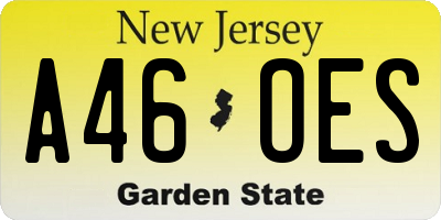 NJ license plate A46OES