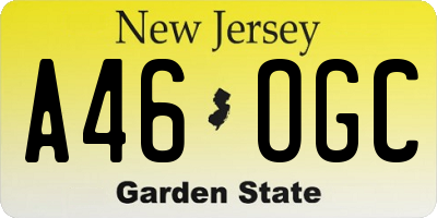 NJ license plate A46OGC