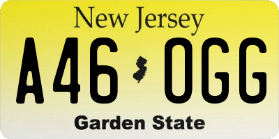 NJ license plate A46OGG
