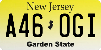 NJ license plate A46OGI