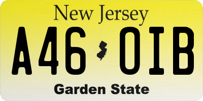 NJ license plate A46OIB