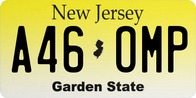 NJ license plate A46OMP