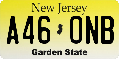 NJ license plate A46ONB