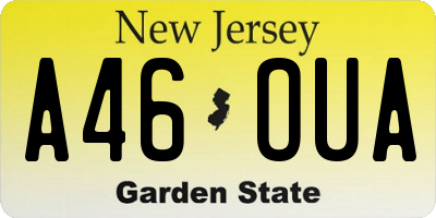 NJ license plate A46OUA