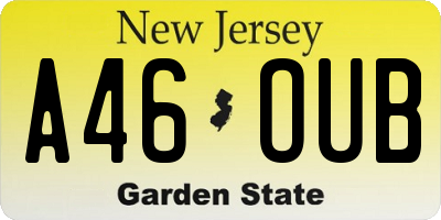 NJ license plate A46OUB