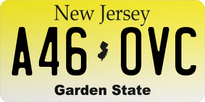 NJ license plate A46OVC