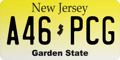 NJ license plate A46PCG