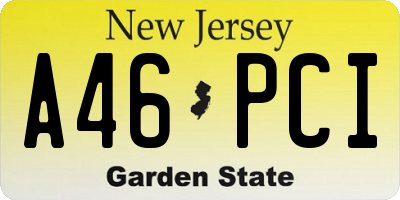 NJ license plate A46PCI
