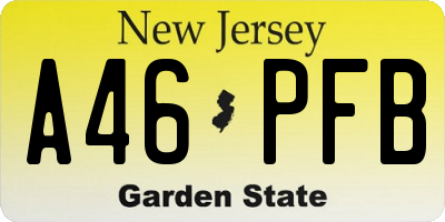 NJ license plate A46PFB