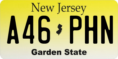 NJ license plate A46PHN