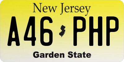 NJ license plate A46PHP