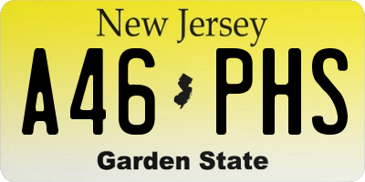 NJ license plate A46PHS