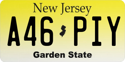 NJ license plate A46PIY