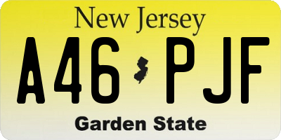 NJ license plate A46PJF