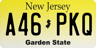 NJ license plate A46PKQ