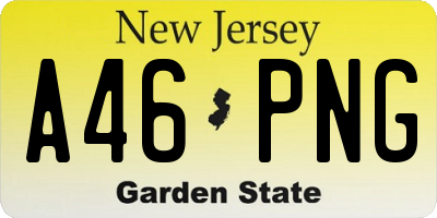 NJ license plate A46PNG