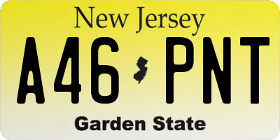 NJ license plate A46PNT