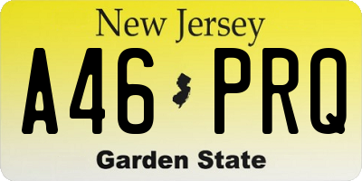 NJ license plate A46PRQ