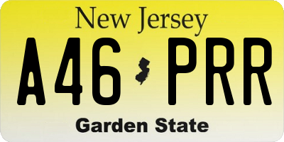 NJ license plate A46PRR