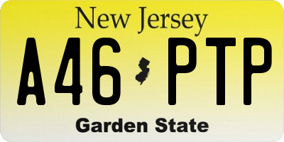 NJ license plate A46PTP