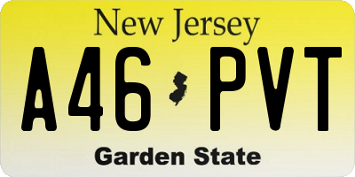 NJ license plate A46PVT