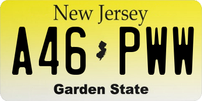 NJ license plate A46PWW