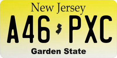 NJ license plate A46PXC