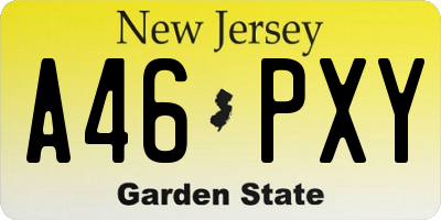 NJ license plate A46PXY