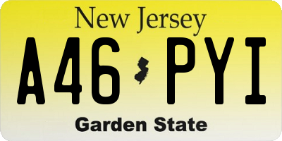 NJ license plate A46PYI