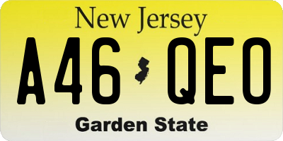 NJ license plate A46QEO