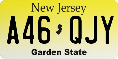 NJ license plate A46QJY