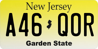 NJ license plate A46QOR