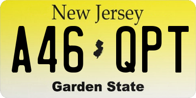 NJ license plate A46QPT